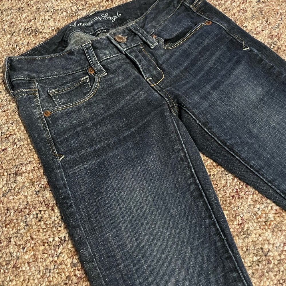 American Eagle Outfitters Women's Deep Indigo Skinny Jeans Y2K